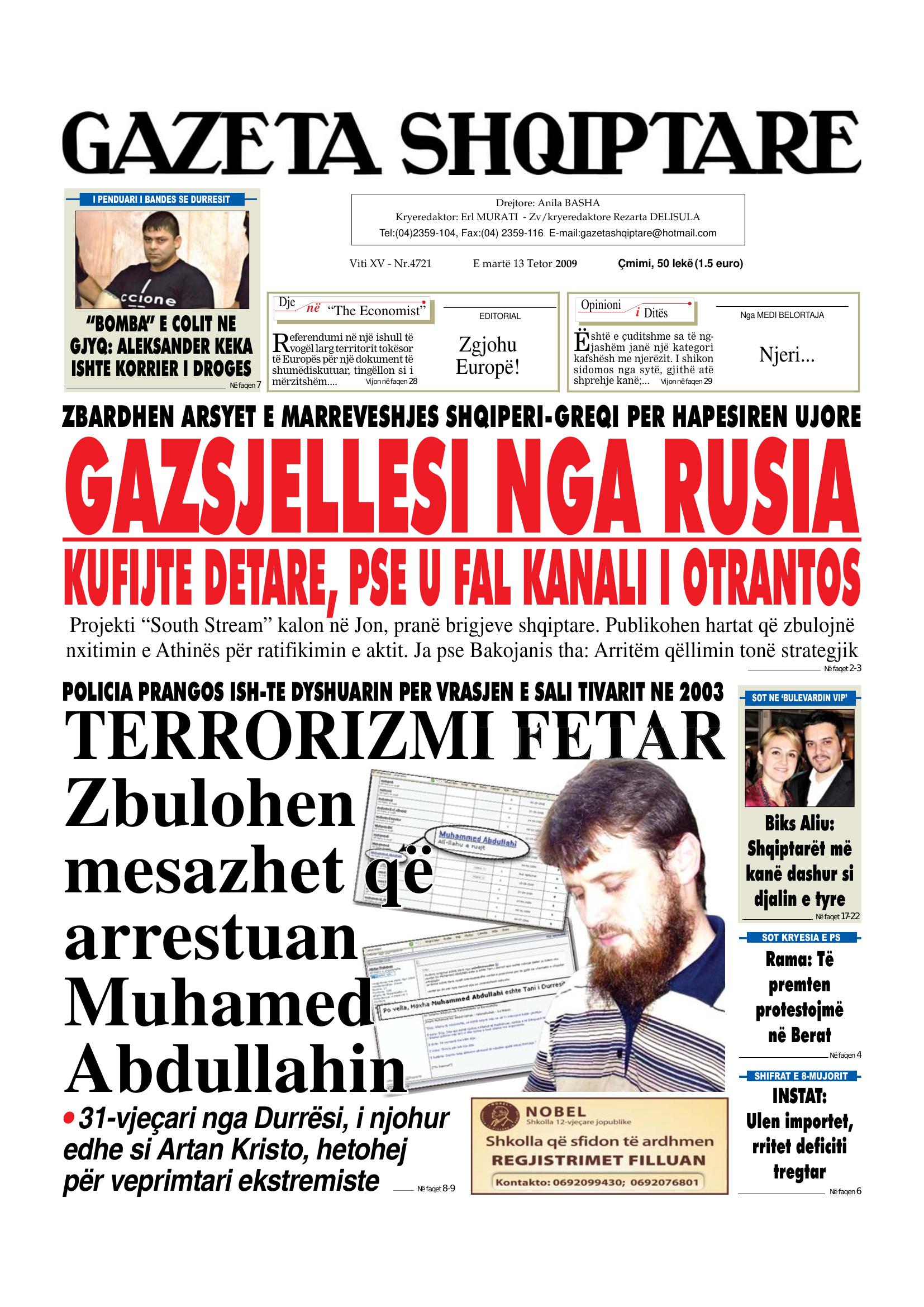 Gazeta Shqiptare 2009-10-13